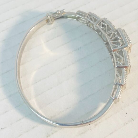 Beautiful Vintage Ornate Sterling Silver Panel Bracelet – Stamped 925 SJD - Picture 8 of 12